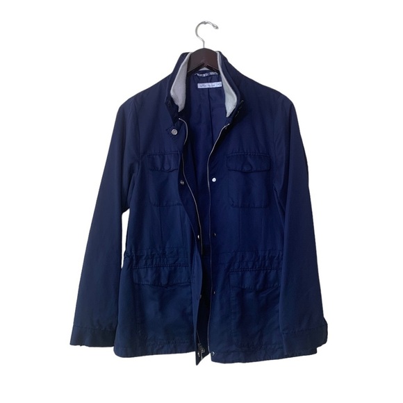 Peter Millar Navy Blue Zip Up Button Drawstring Travel Utility Jacket Size M - Picture 3 of 14